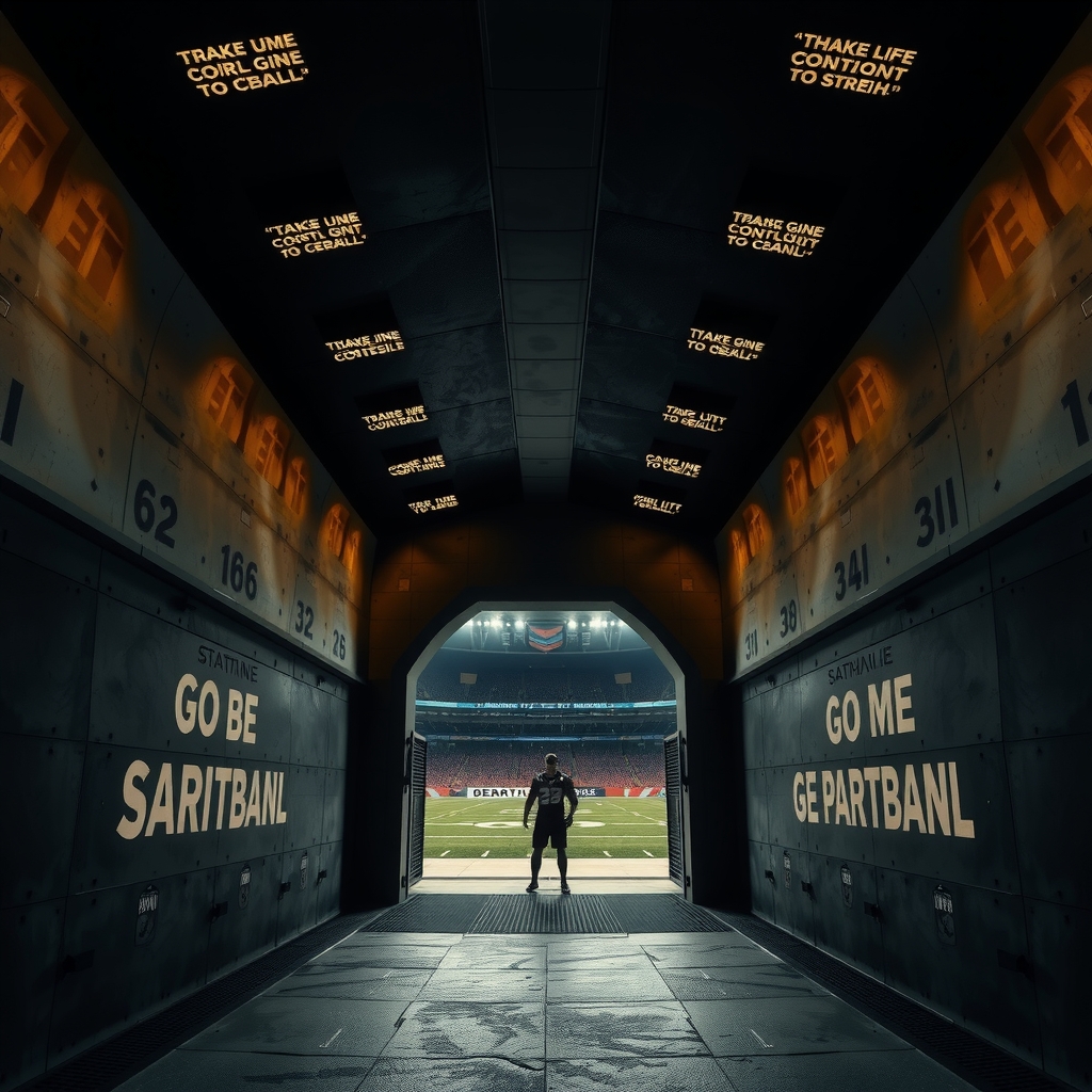 Training philosophy quote section — inspirational locker room or tunnel