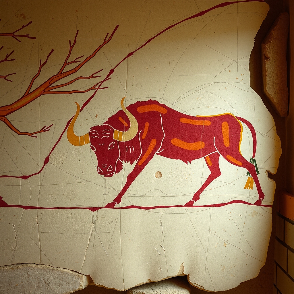 Close-up of wall paintings found at the site