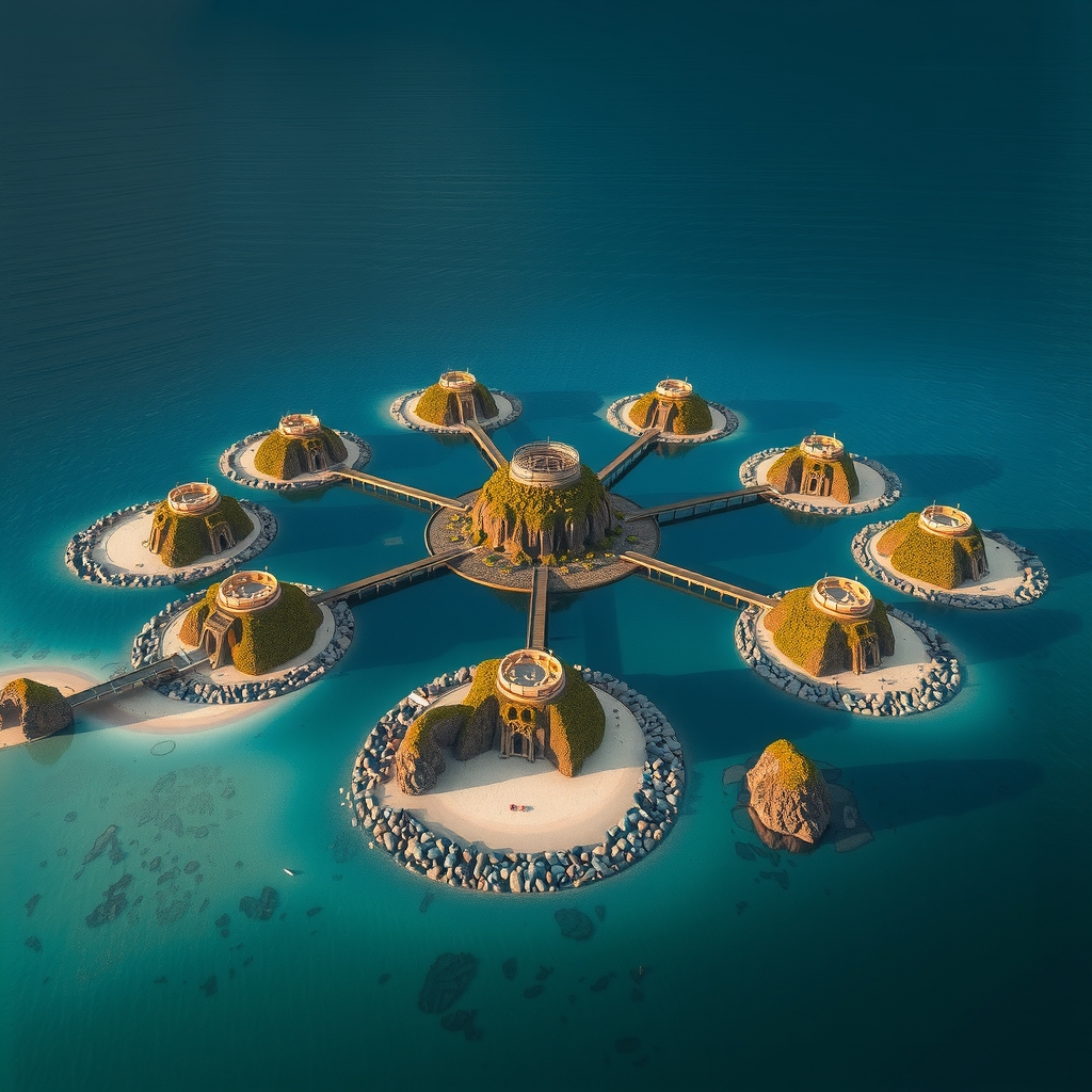 Illustrated or stylized map visual of the 92 artificial islands