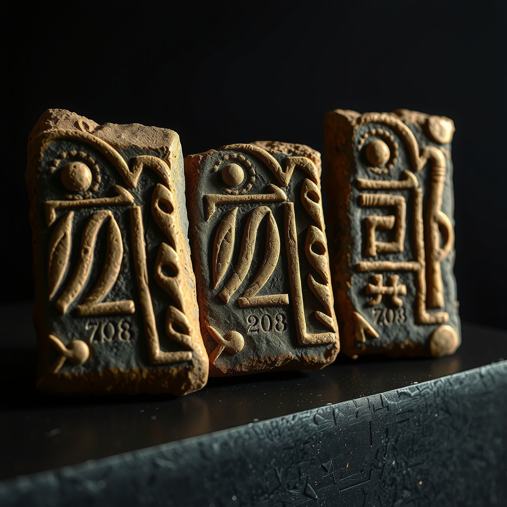 Image of the famous Tartaria clay tablets with proto-writing