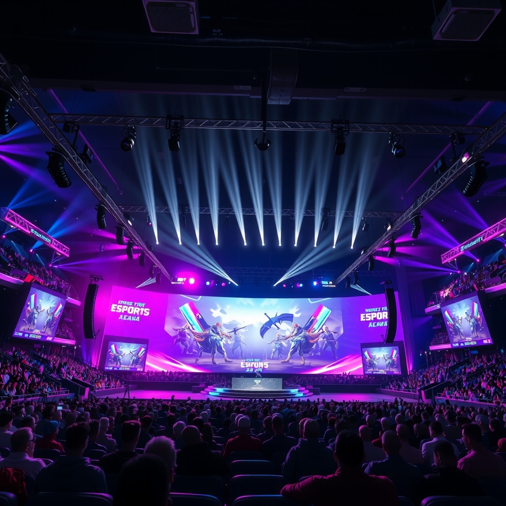 Massive esports arena crowd shot