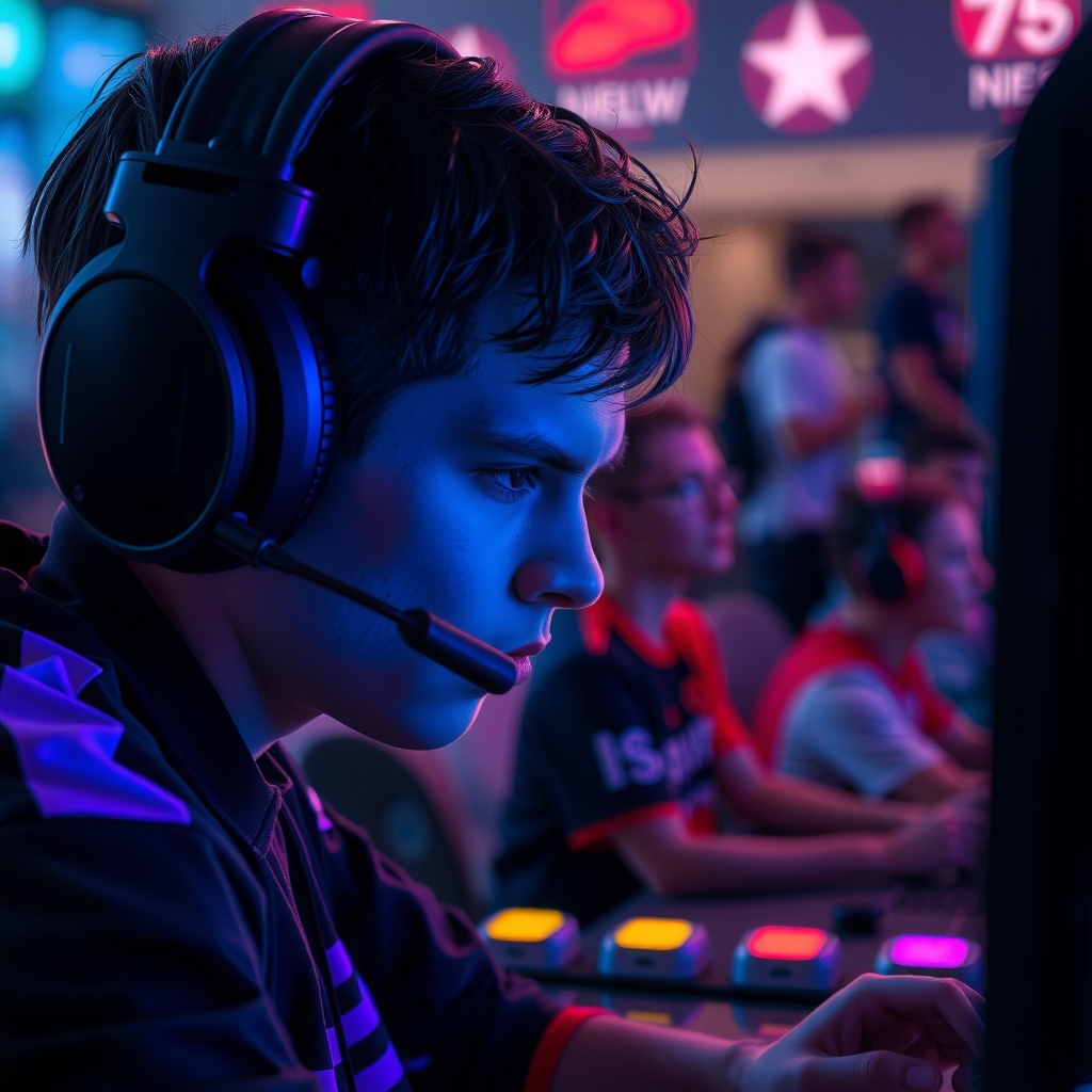 Pro player in competition close-up