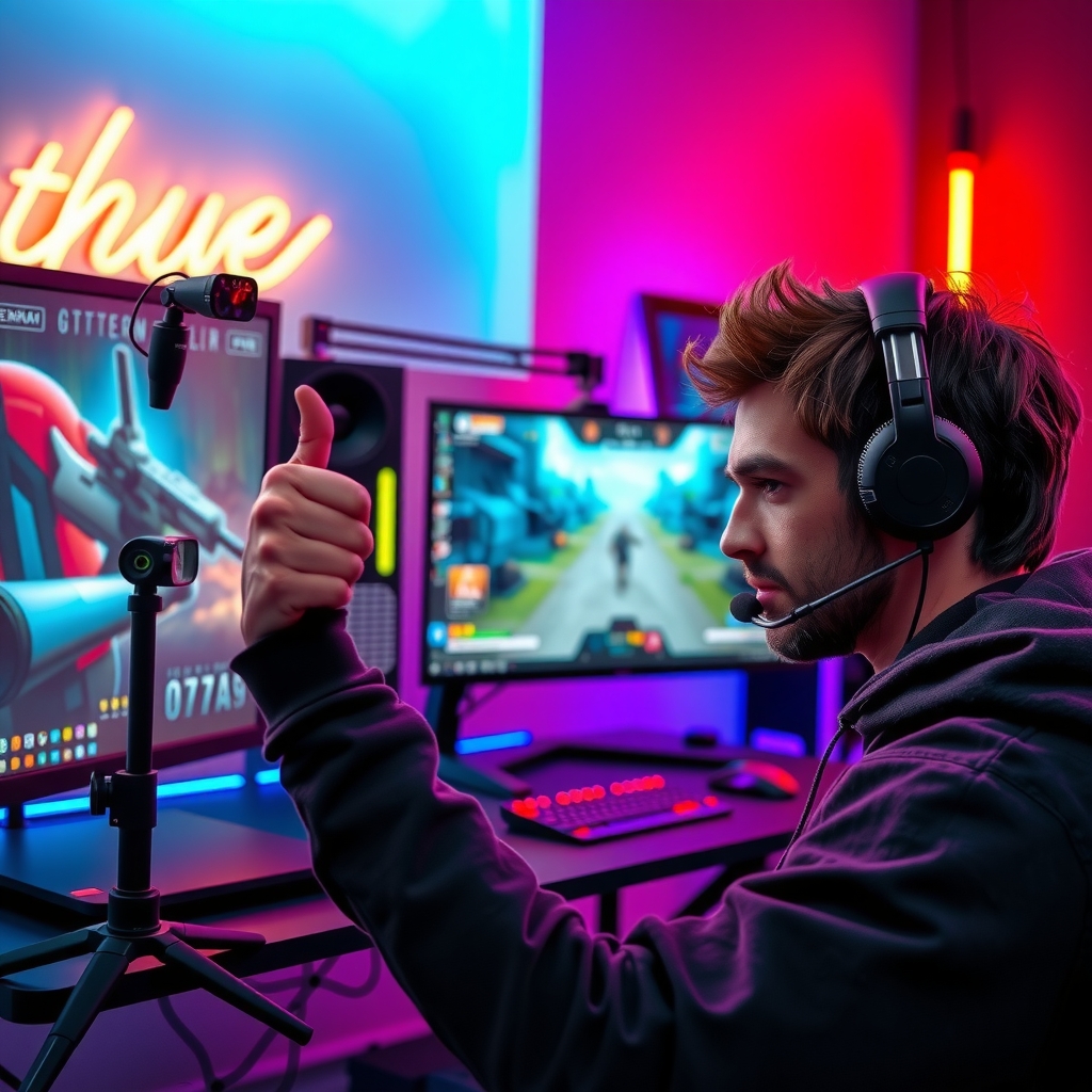 Streamer recommending a game