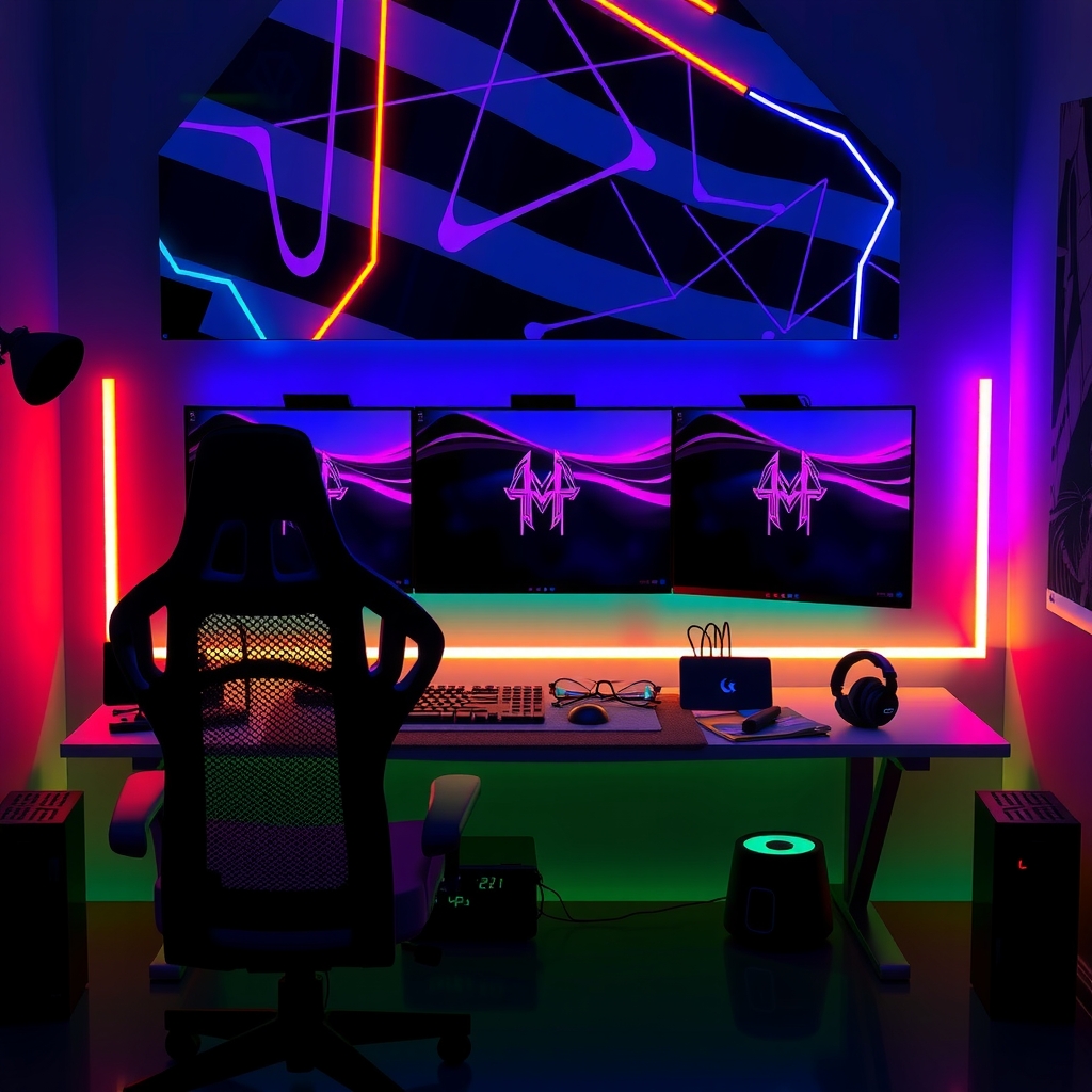 Ultimate dream gaming setup wide shot