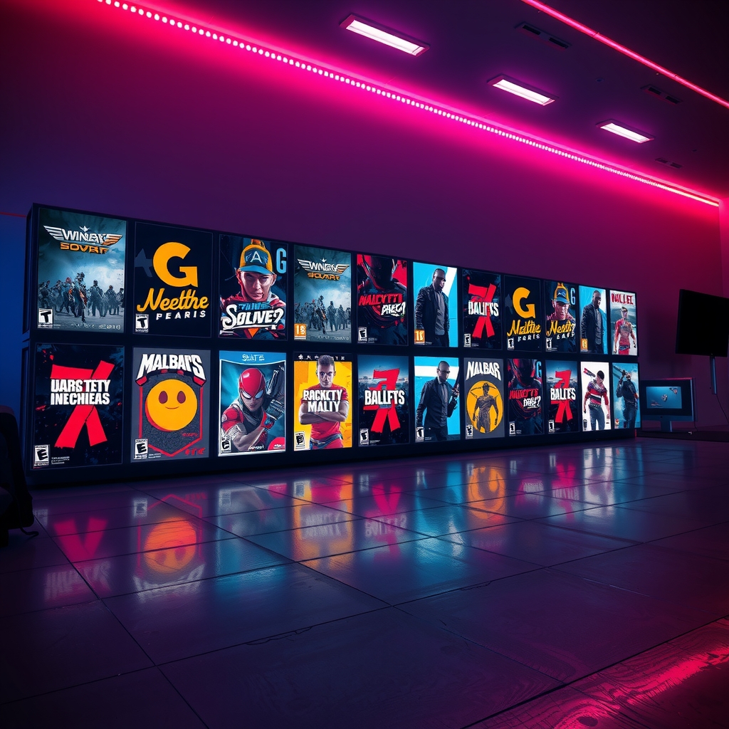 Grid of top trending game covers glowing
