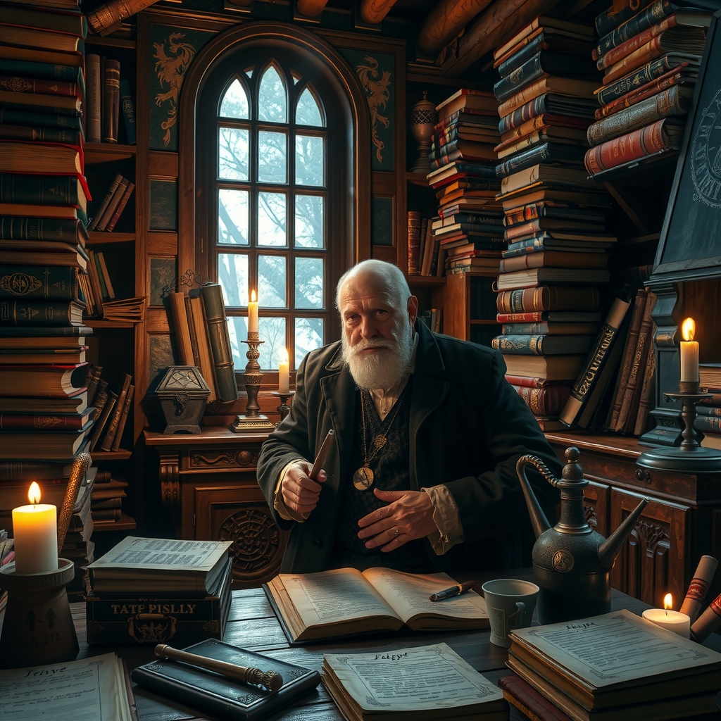 Newton en su estudio secreto de alquimia