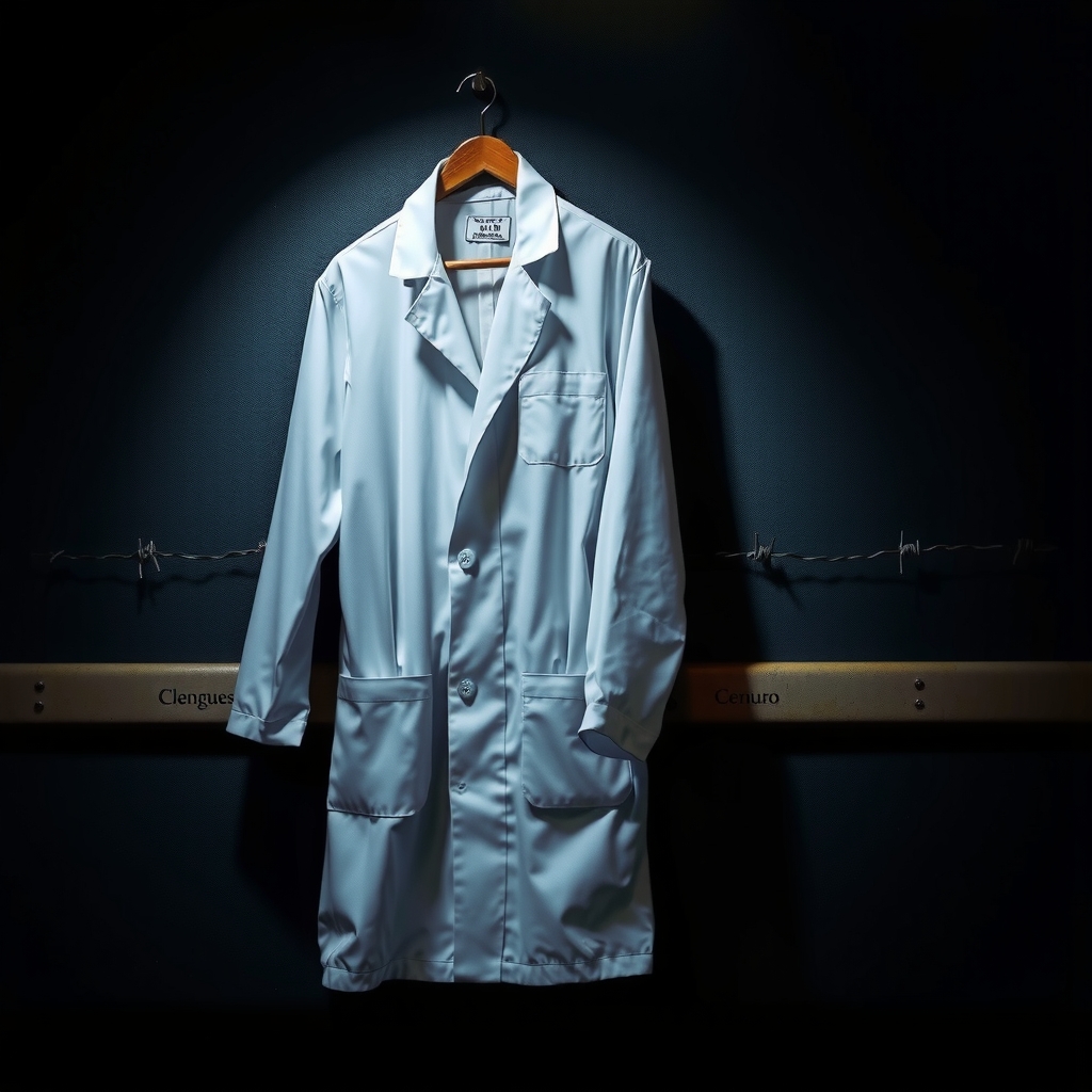 Imagen simbólica y ética sobre la ciencia y el horror, sin glorificar